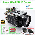 Camhi 4K 8MP 360X Zoom PTZ 4G IP Camera Auto IRIS P2P ONVIF IMX415 Support SD 256GB