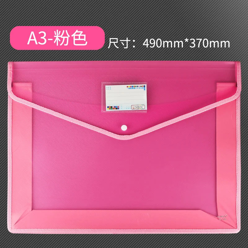 A3 Extra Large Document Bag Snap Button Bag 8k Drawing Paper Simple Data File Painting Work Storage Bag Large Information Bag