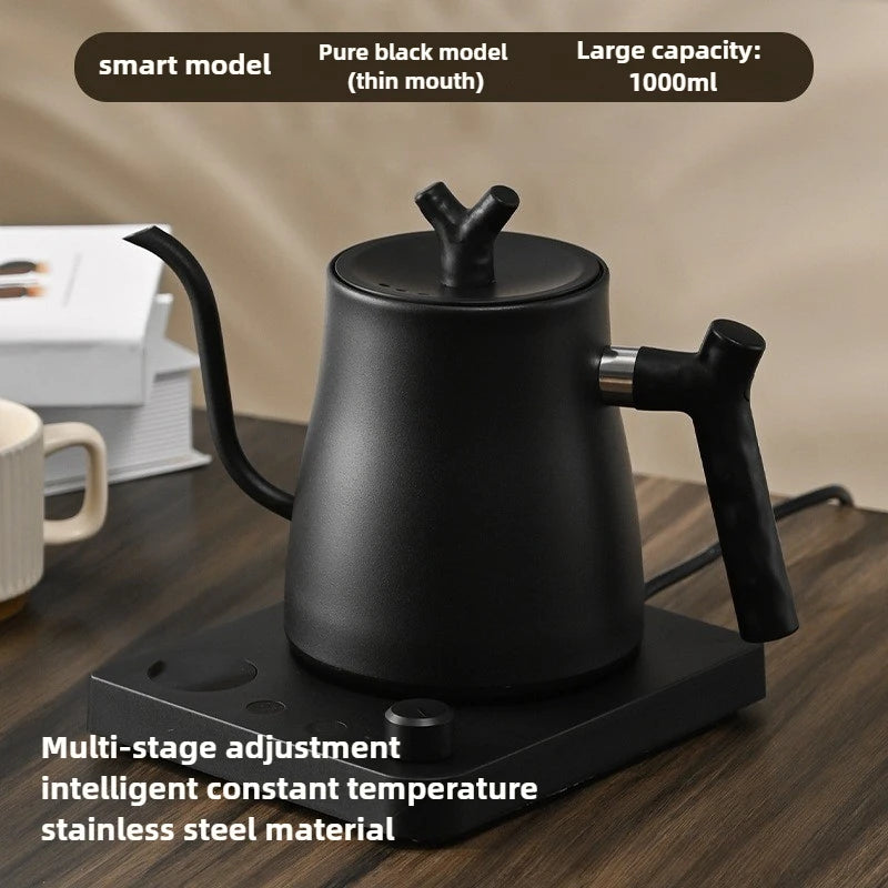 1L Gooseneck Mechanical & Smart Temp Control Kettle - Auto Shut-Off & Boil-Dry Protection Stainless Steel Pour-Over Coffee&Tea