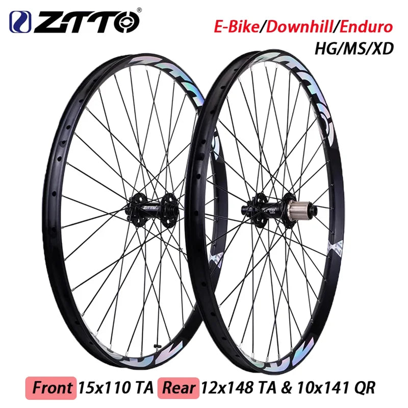 ZTTO Wheelset 35mm Wide Rim E-Bike MTB Enduro Wheelset Tubeless 27.5/29 148 Boost Hub Thru Axle Steel Freehub for Cycling