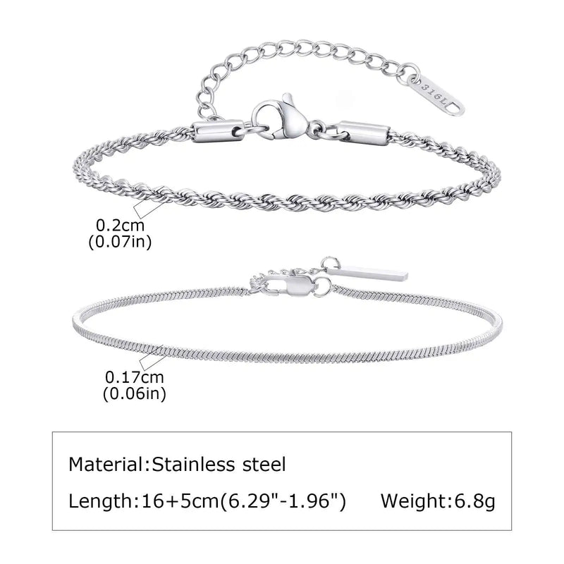 1/2/3pcs Chain Bracelet for Men Women, Stainless Steel Twisted Rope Cuban Wristband, Hip Hop Minimalist - Visuel 15 | SAMAG