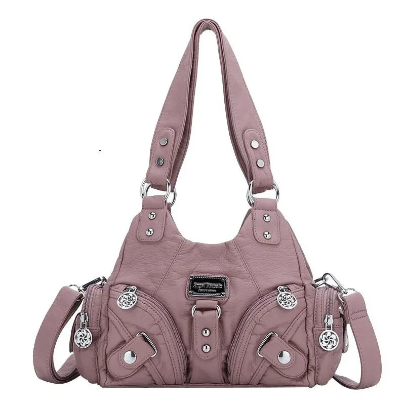 Angelkiss Women Handbags Rose Soft Tote Bag Small Top-handle Purse Fashion Satchel Multi-Pockets Shoulder Bag Hobos Phone Pack