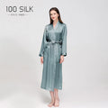 Birdtree 19 Momme 100%Pure Silk Long Robe for Women Silky Sleepwear Ladies Elegant Nightgown Natural Pajamas P36089QM