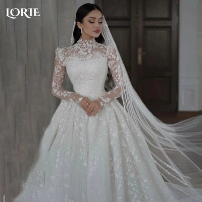 LORIE Vintage Lace Wedding Dress A - Line Appliques | SAMAG