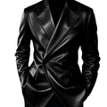 Men's Leather Blazer Slim Fit Faux Suit Jacket Formal - View 12 | SAMAG