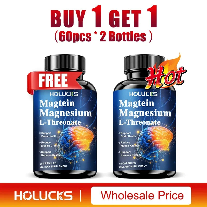 Magnesium L Threonate, for Memory, Focus, Sleep and Cognitive Health Support, Strengthen Muscle, Non-GMO