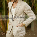 Summer Linen Suit Men Casual Party Classic Blazer Pants 2 Pieces Holiday Travel Tailor-made Breathable Cool Male Outfits