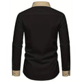 FGKKS Men Black Shirt High Street Patchwork Long Sleeve | SAMAG