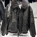 MAMELICCE Original design Removable fur collar jacket Thickened Casual coat Men's clothing Vintage leather jackets overcoats