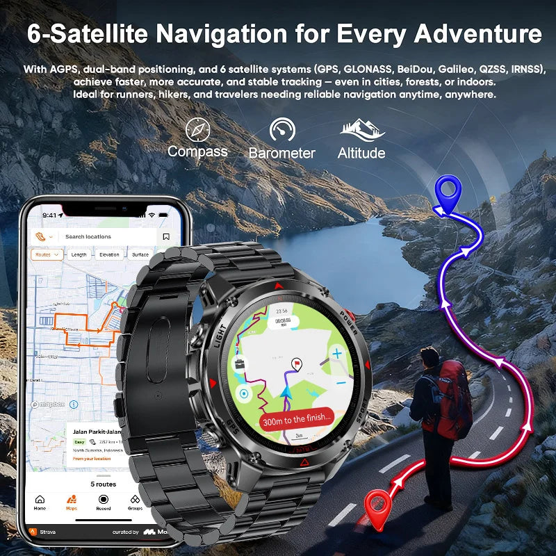 HT37 T-Rex 3 Pro Military GPS Smart Watch Waterproof Dual-band GNSS Compass Altimeter Swim 170 Sports Mode Watch with Flashlight