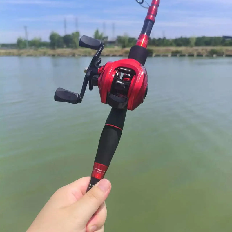 DEUKIO Fishing Rod Reel Combo 1.8M 2.1M 2.4M Carbon Fiber Casting Rod and 7.2:1 Gear Ratio Left Handle Baitcasting Reel