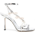 Rich Red Satin Fabric Rhinestone Detailed Wrap Design Straps Adjustable Ankle Buckle Strap Sharp Stiletto High Heel Womens Sling