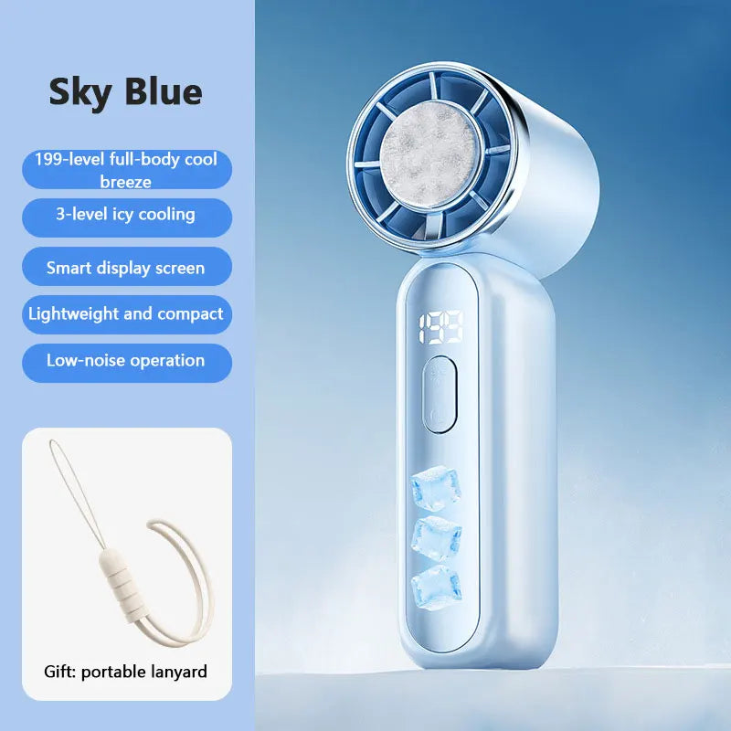 Lenovo Portable High Speed Cooling Handheld Fan 3000mAh Rechargeable 199 Wind Speeds Adjustable Foldable Air Cooling Turbo Fan