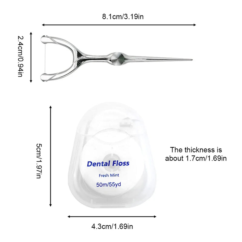 Stainless Steel Toothpick Dental Floss Portable Dental Floss 304 Oral Care Cleaning Gaps Tartar Y Shape Flossing Toothpick