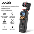 Ourlife 4K Action Camera 330° Face Tracking Gimbal Stabilizer 1.72 Inch Touch Screen 64MP Pocket Digital Camera WiFi Sports Cam