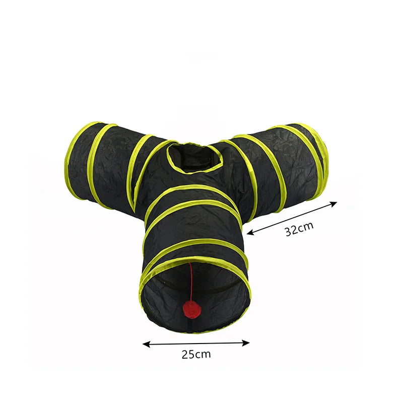 Cat Teaser Wand Toy Self Entertainment Maze Tunnel Collapsible Drill Channel Interactive Play Toy For Indoor Kitten Cat Pet