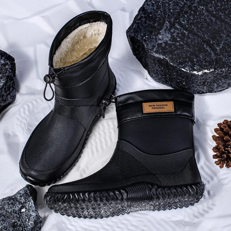 Men Rain Boots Fashion Mid-calf Rubber Boot Outdoor Waterproof Garden Work Shoe Non Slip Fishing Rubber Galoshes Men Rubberboots