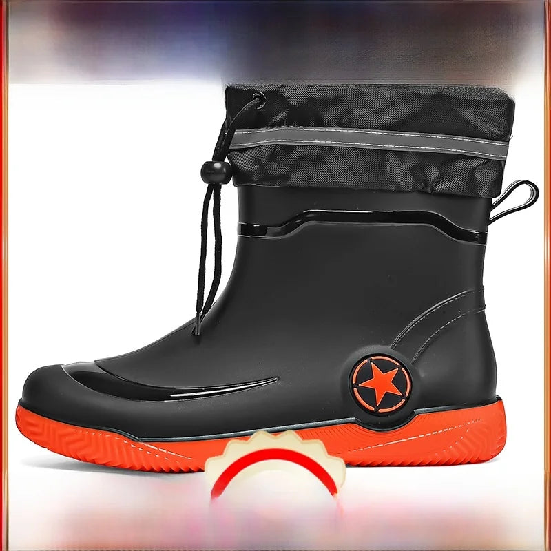 Men's Rain Boots 2026 New Summer Kitchen Work Delivery Rider Slip-Resistant Waterproof Fishing Large Size Water Shoes