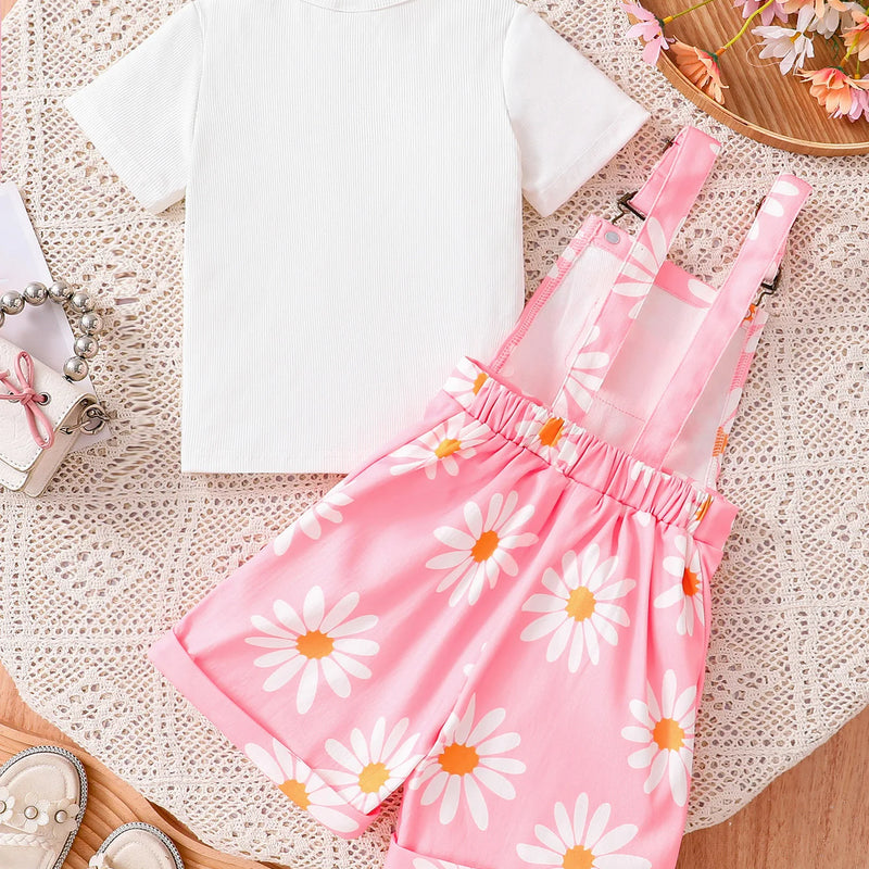 Summer Casual White T-Shirt for Girls with Daisy Print | SAMAG