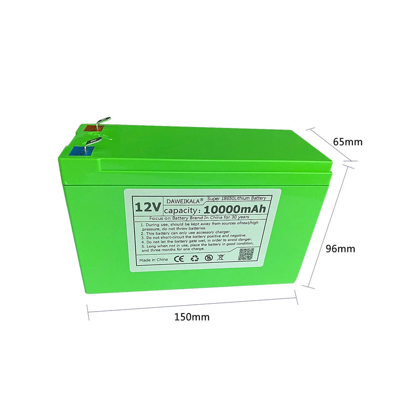 12v Battery 10000mAh 18650 lithium battery pack built-in 20A BMS electric toy car battery LED lighting