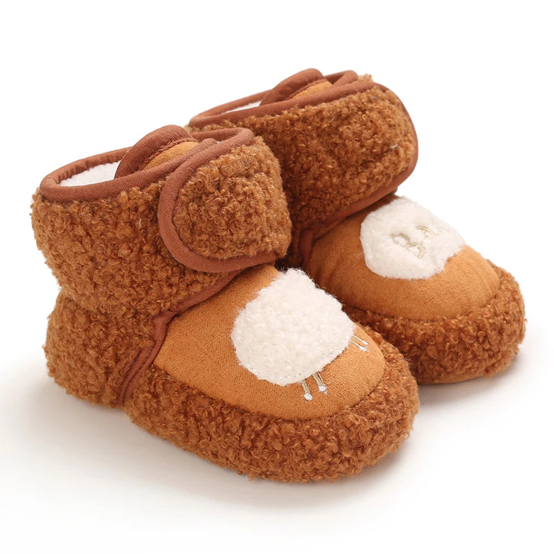 Autumn Winter Boots Baby Girl Boys Winter Warm Shoes Solid Fashion Toddler Fuzzy Balls First Walkers Kid Shoes 0-18M