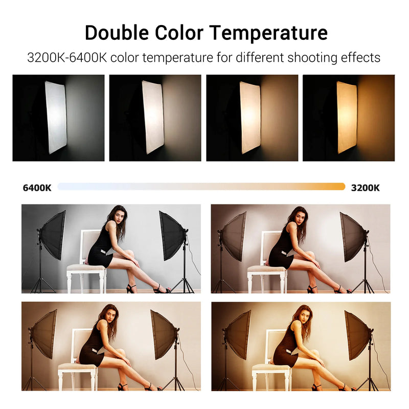 Andoer Professional Studio Photography Softbox LED Light Kit with 50*70cm Softboxes/ 45W 3200K-6400K LED Lights/ 2M Light Stands