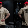 STRENGTH CLUB Oversized Loose Running T-Shirts Mens Gym Fitness Sports Half Sleeve T Shirt Training Bodybuilding Clothing Tee
