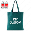 Custom Canvas Tote Bag 100% Cotton Print Your Design Logo Photo Handbag Work Reusable Grocery Shopping Customized Portable Bag