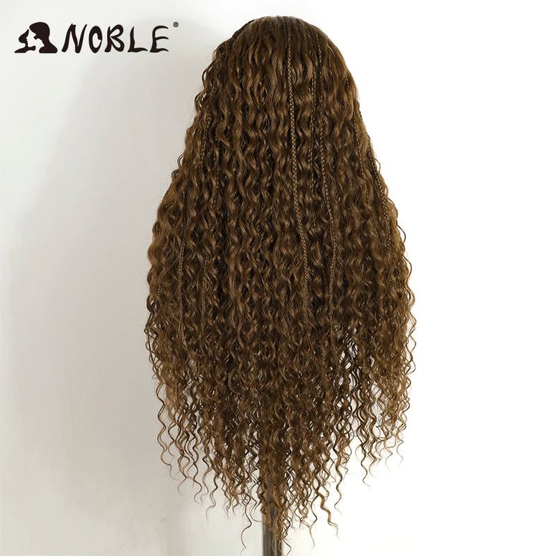 Noble Twist Braided Wigs 13X4 Box Braided Lace Wig For Black Women Synthetic Lace Frontal Wig Faux Locs Wig Goddess Braids Wigs