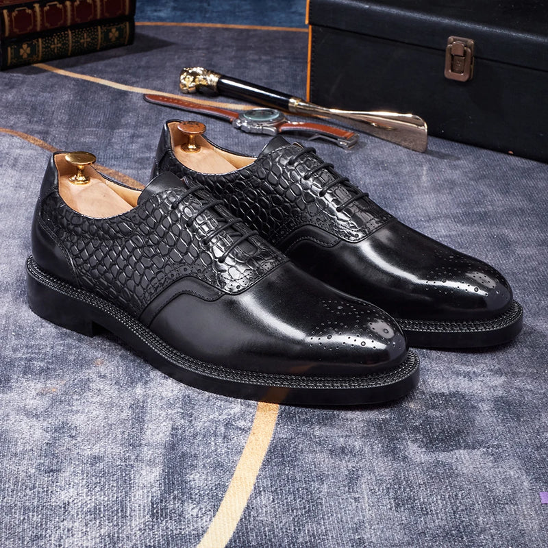 Men's Casual Shoes Brock Oxford Shoes Retro Red Sole Genuine Leather Men's Formal 2026 Spring/Summer New Collection