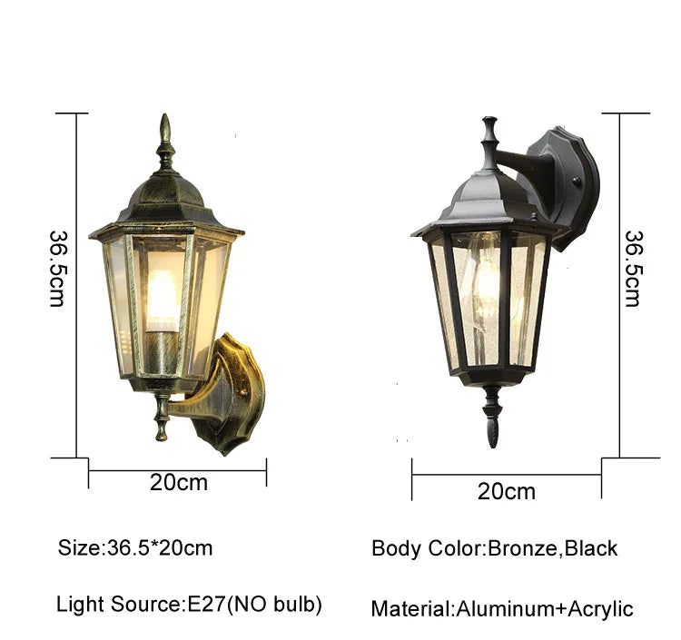 Europe Style Retro E27 Wall Lamp Courtyard Garden Outdoor Waterproof Lighting Aisel Stairs Residential Balcony Porch Fixtures