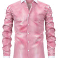 Men'S Elegant Striped Long Sleeve Button-Up Shirt | SAMAG