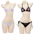 Japanese Anime Kawaii Girl Cute Cat Paw Bikini Swimsuit Women Claw Pattern Three Point Underwear Set Bra Panties Costume Cosplay