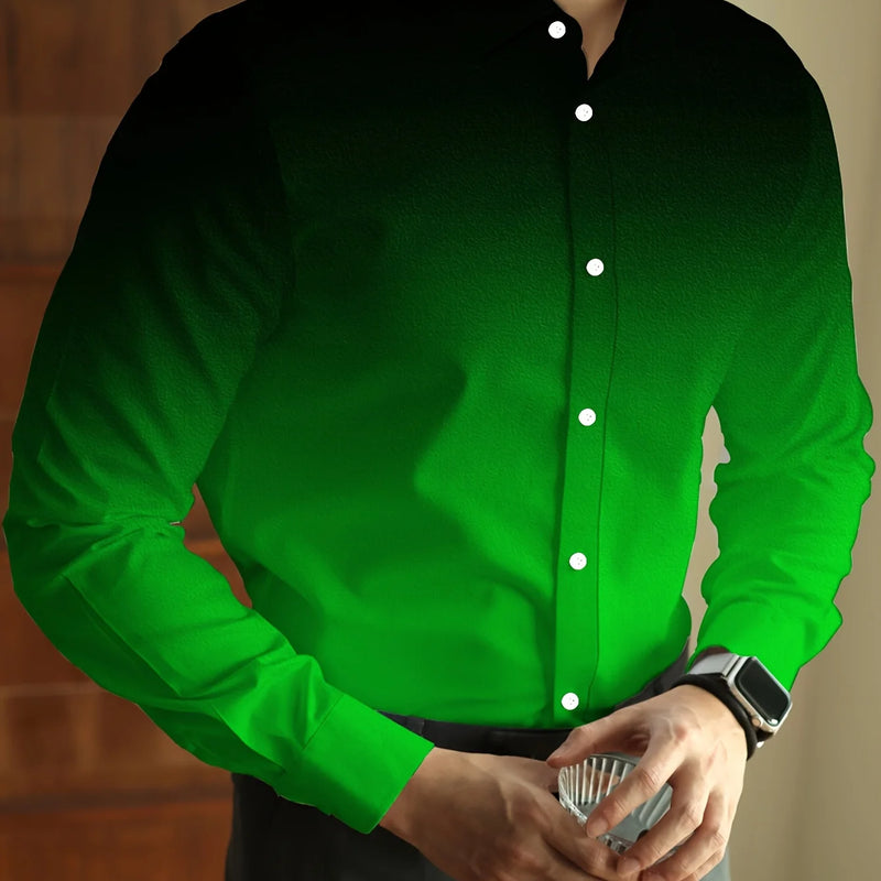Men's Gradient Shirt, Bohemian Style Button up Turndown | SAMAG