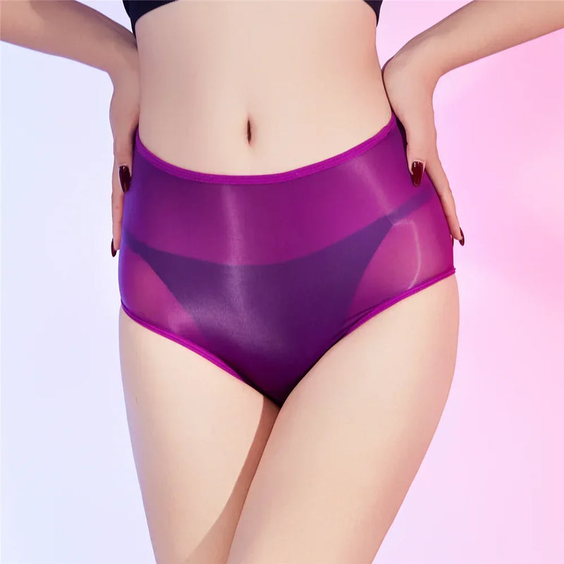 Sexy Unisex Oil Shiny Sheer See Through Boxer High Elastic Safety Short Smooth Bottom Wear Glossy Ultrathin Underwear Slim  Body