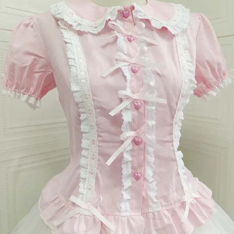 Summer Japanese Lolita Sweet Girls Short - sleeved Tops - View 7 | SAMAG