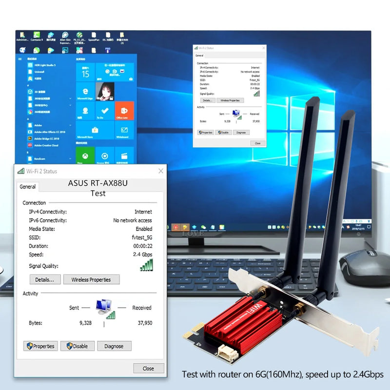 WiFi 6E AX210 Wireless PCI - E Adapter Tri - band 2.4G/5G/6Ghz Compatible BT 5.3 802.11AX Network Wi - Fi - Visuel 4 | SAMAG