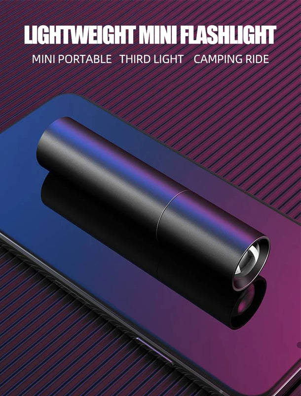 Mini Telescopic Zoom Flashlight 3 Light Mode Torch USB Rechargable Waterproof Powerful Flashlights Outdoor Portable Torch Lamp