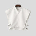 Men Vests Solid Color Stand Collar Sleeveless Zipper Irregular Waistcoats For Man INCERUN Loose Hollow Out 2026 Streetwear Tops