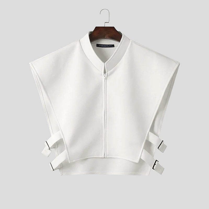 Men Vests Solid Color Stand Collar Sleeveless Zipper Irregular Waistcoats For Man INCERUN Loose Hollow Out 2026 Streetwear Tops