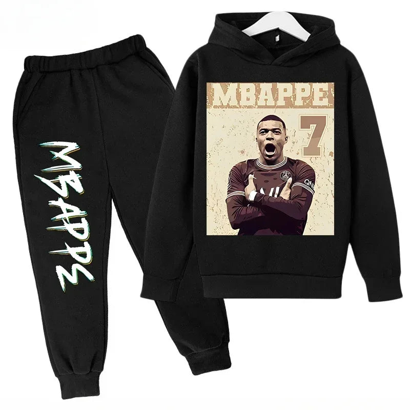 Spring Autumn Children's Hoodie Set Mbappe Print | SAMAG