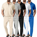 Autumn New European and American Men's Solid Color Casual Comfort Set, Pants, Short Sleeves, Zipper | SAMAG