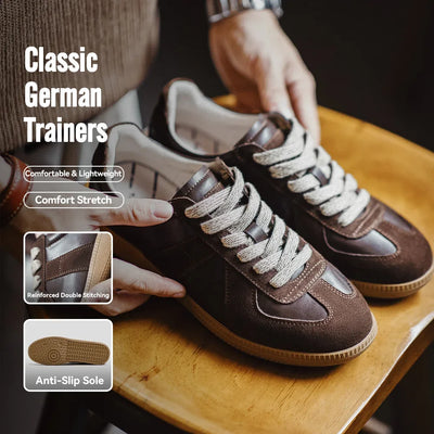 Maden Classic Brown Spliced German Trainer Shoes Flat | SAMAG