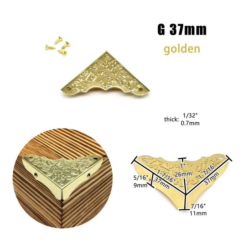 12pcs Decor Corner Protector Cover for Jewelry Chest Wine Gift Box Wooden Case Suitcase Antique Brass Bronze Golden Silver DIY