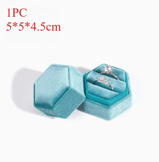 1PC Velvet Ring Box Hexagon Jewelry Box Gift Box for Jewelry Packaging