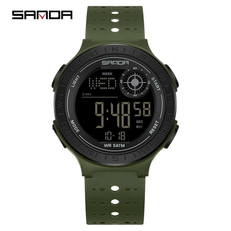 SANDA 6337 Fashion Men's Electronic Watch Sports Alarm Clock 50M Waterproof Stopwatch Timer Men's and Women's Watch
