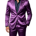 Men's Satin 2 - Piece Suit Set Slim Fit Peak Lapel Tuxedo Blazer With Straight Leg Pants For Wedding Party - View 11 | SAMAG