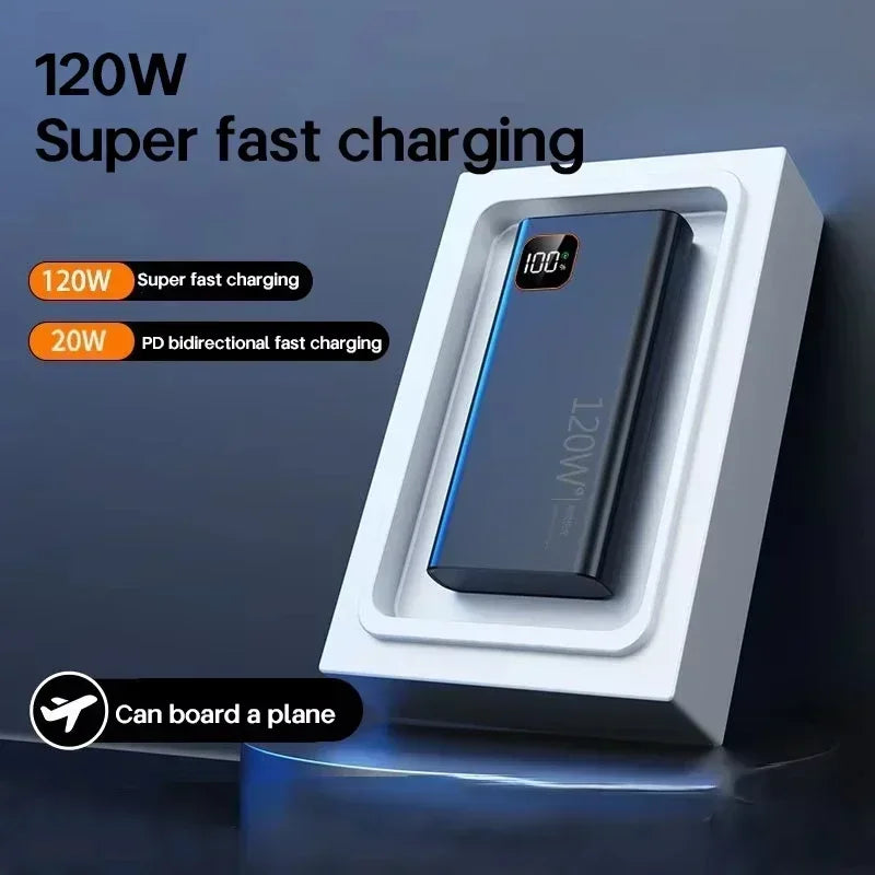 Lenovo Huge Capacity 500000mAh Portable Power Bank 120W Super Fast Charging External Battery Charger For Xiaomi iPhone Samsung