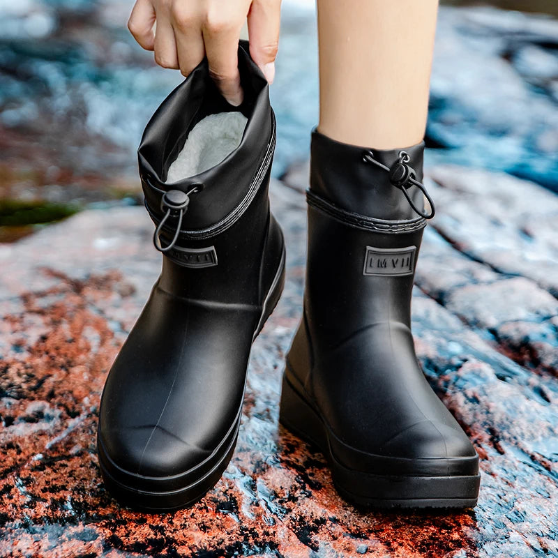 Men Women's casual rain boots Four Season lightweight waterproof anti-slip outdoor fishing shoes couple comfort garden rain shoe