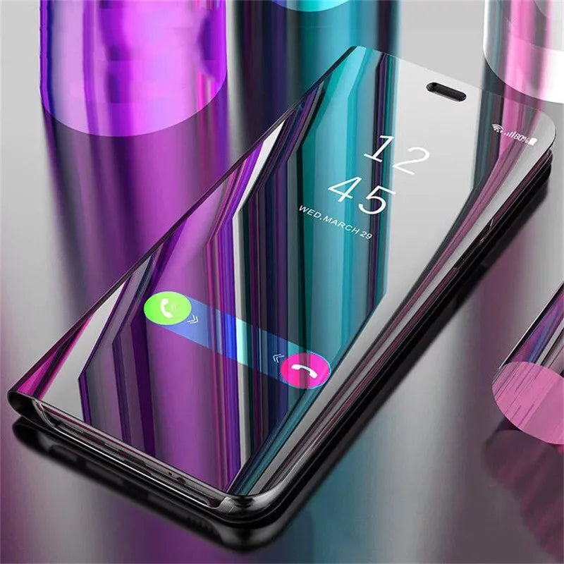 Smart Mirror Flip Case for Xiaomi Poco X3 Redmi Note 10 9 9s 11 8 8T 10s 11T Pro Max Plus 9A 9C Mi 9T Lite 5G Stand Cover Coque
